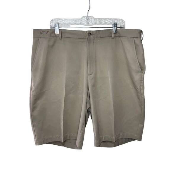 Greg Norman Shorts Mens 40 Tan Flat Front Golf Casual Polyester Mid Rise - Picture 1 of 8